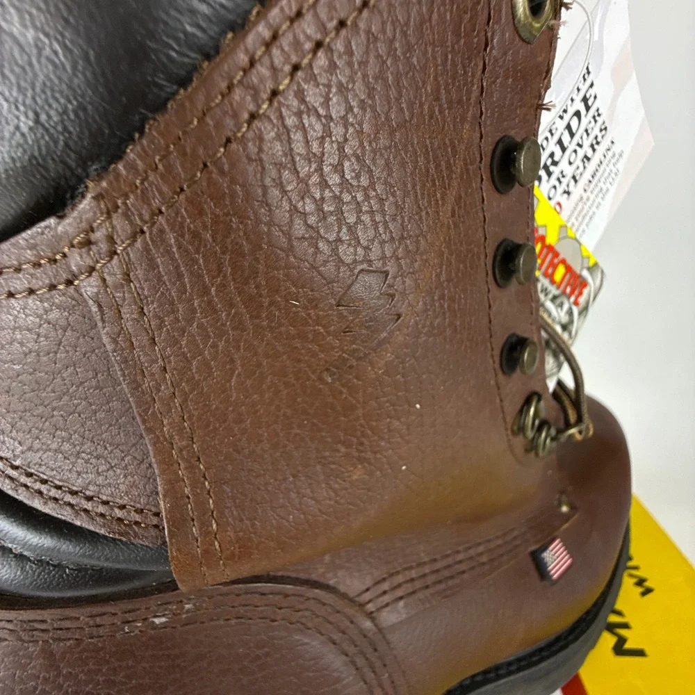 Carolina Sarge 1809 Men 8 Inch Steel Toe Work Boots Brown Leather Size 11 2E New